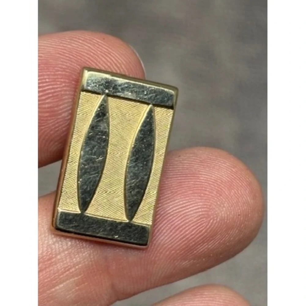 Vintage Swank Cufflink Tie Tac Set Gold Tone MCM Geometric Textured Excellent